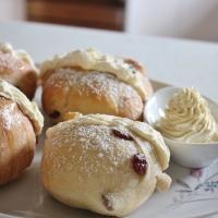 Cream buns with mock cream and indulgence